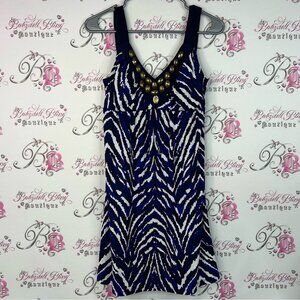 INC International Concepts dress zebra gold Blue and Black Patterned Mini Dress